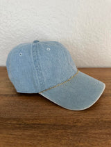 Gold Chain Dad Hat - Light Blue Denim