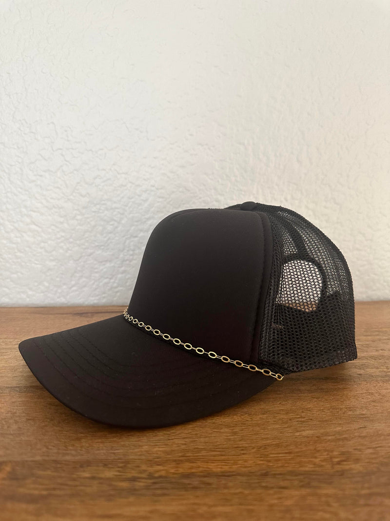 Gold Chain Trucker Hat - Black
